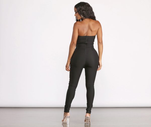Sleeveless Twill Tie Waist Catsuit - Image 2