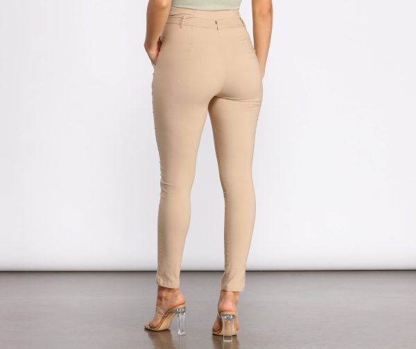 Tie Waist Skinny Paperbag Pants - Image 3
