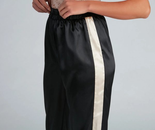 Sleek Striped Satin Joggers - Image 3