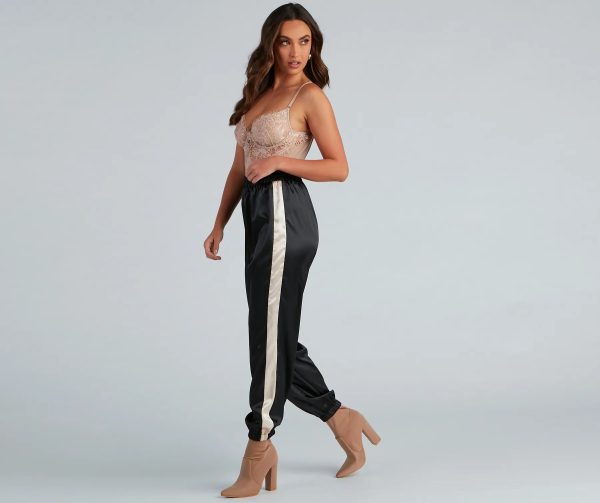 Sleek Striped Satin Joggers - Image 6