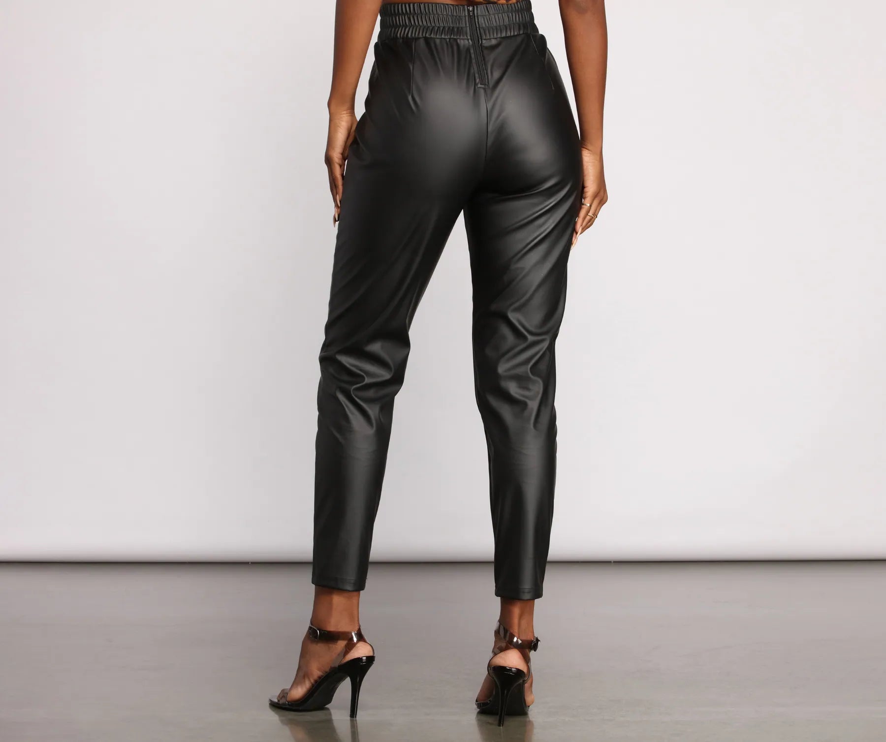 High Waist Faux Leather Leggings - Image 2