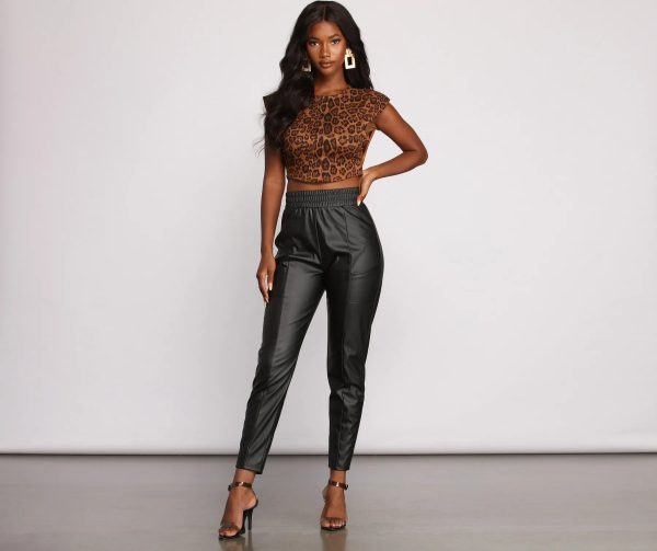 High Waist Faux Leather Leggings - Image 4