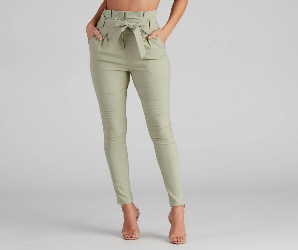 High Waist Paperbag Skinny Dress Pants - Image 6
