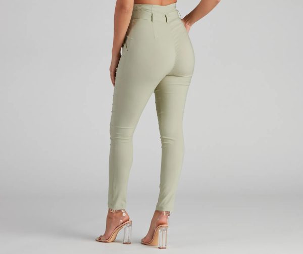 High Waist Paperbag Skinny Dress Pants - Image 7