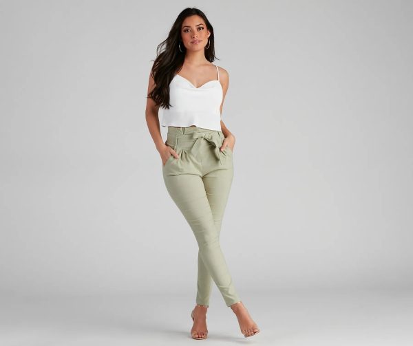 High Waist Paperbag Skinny Dress Pants - Image 8