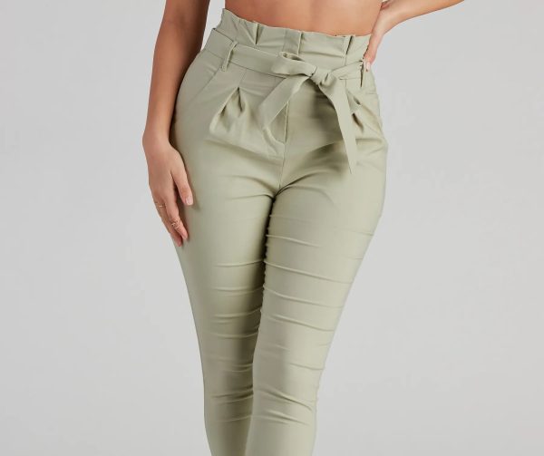 High Waist Paperbag Skinny Dress Pants - Image 9