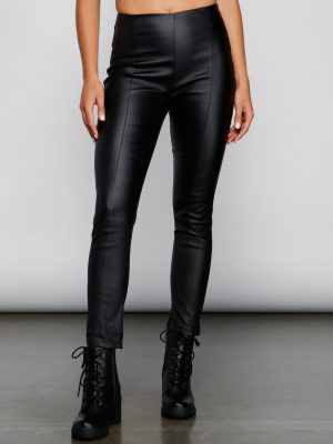 Edgy Appeal Faux Leather Coated Skinny Pants