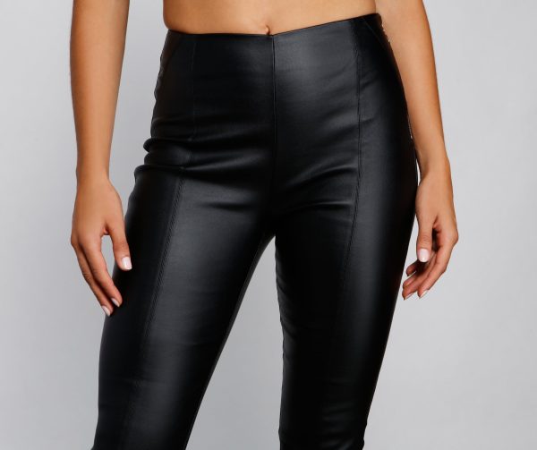 Edgy Appeal Faux Leather Coated Skinny Pants - Image 4