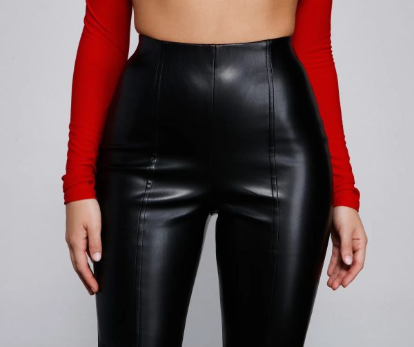 High Waist Faux Leather Tapered Leggings - Image 3