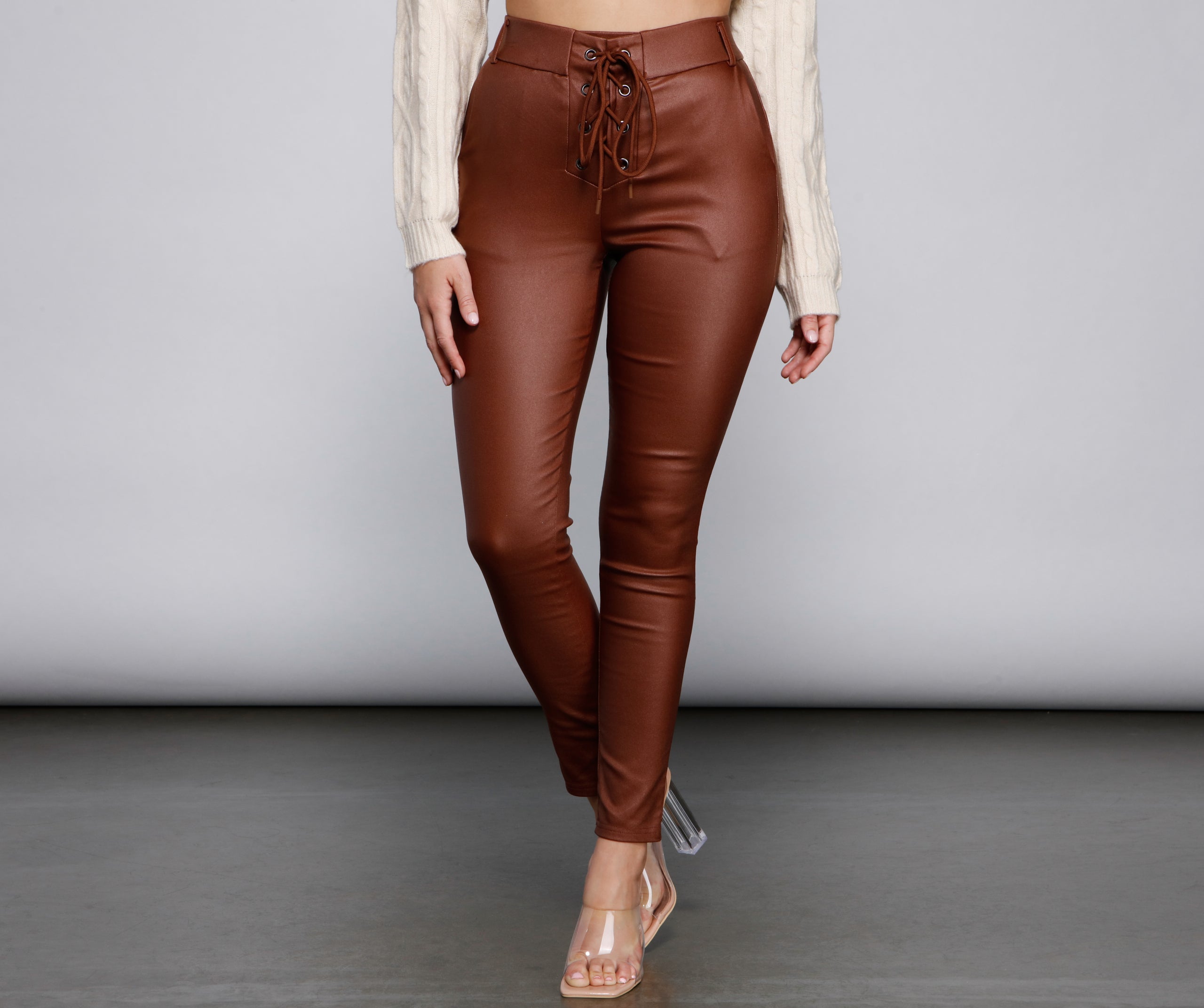 Trendy High Waist Lattice Pants - Image 5