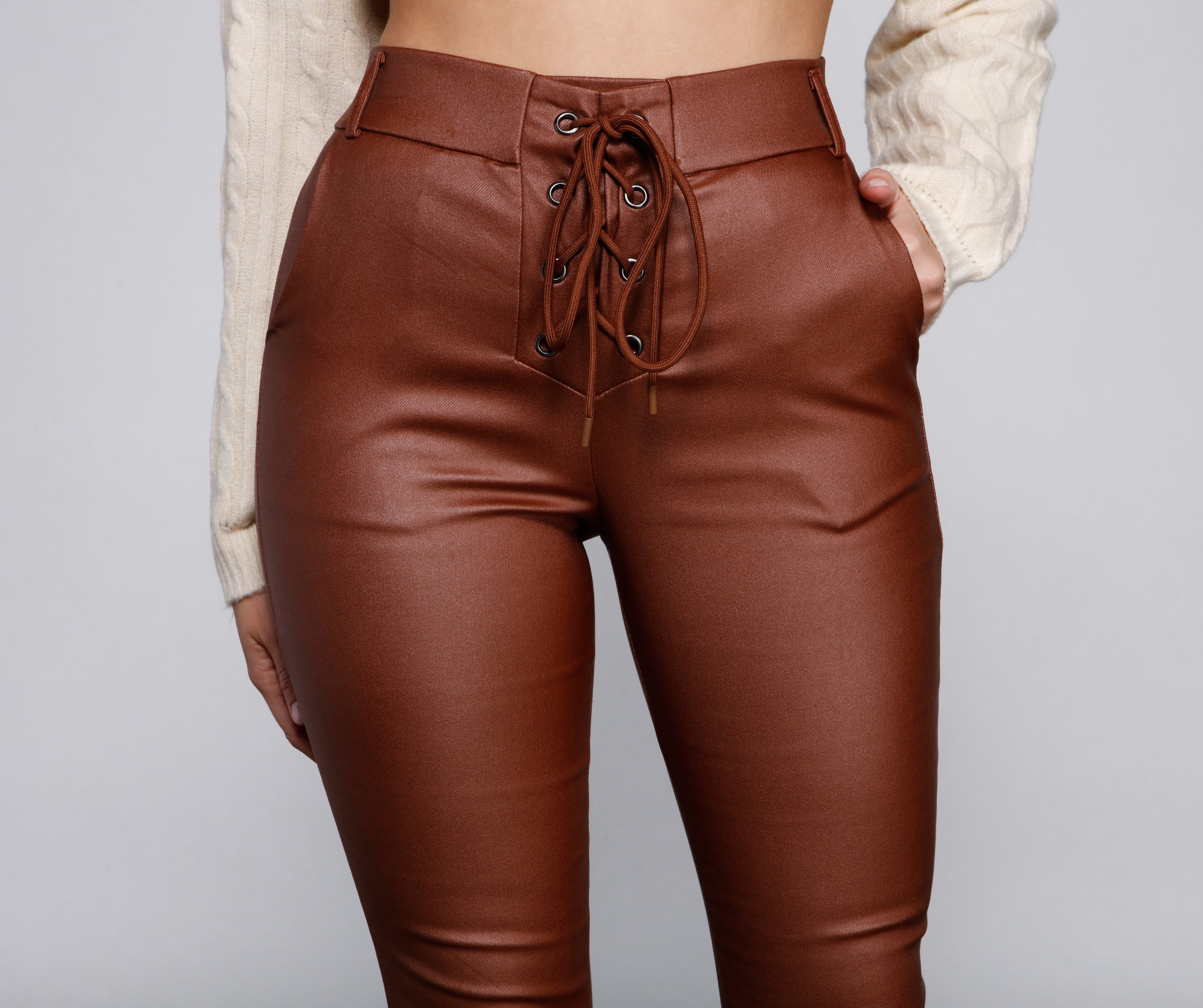 Trendy High Waist Lattice Pants - Image 7