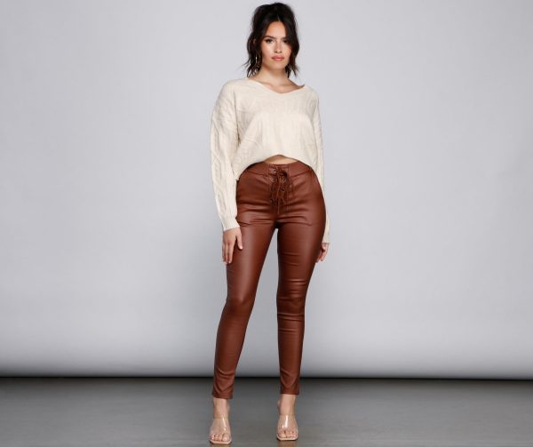 Trendy High Waist Lattice Pants - Image 8