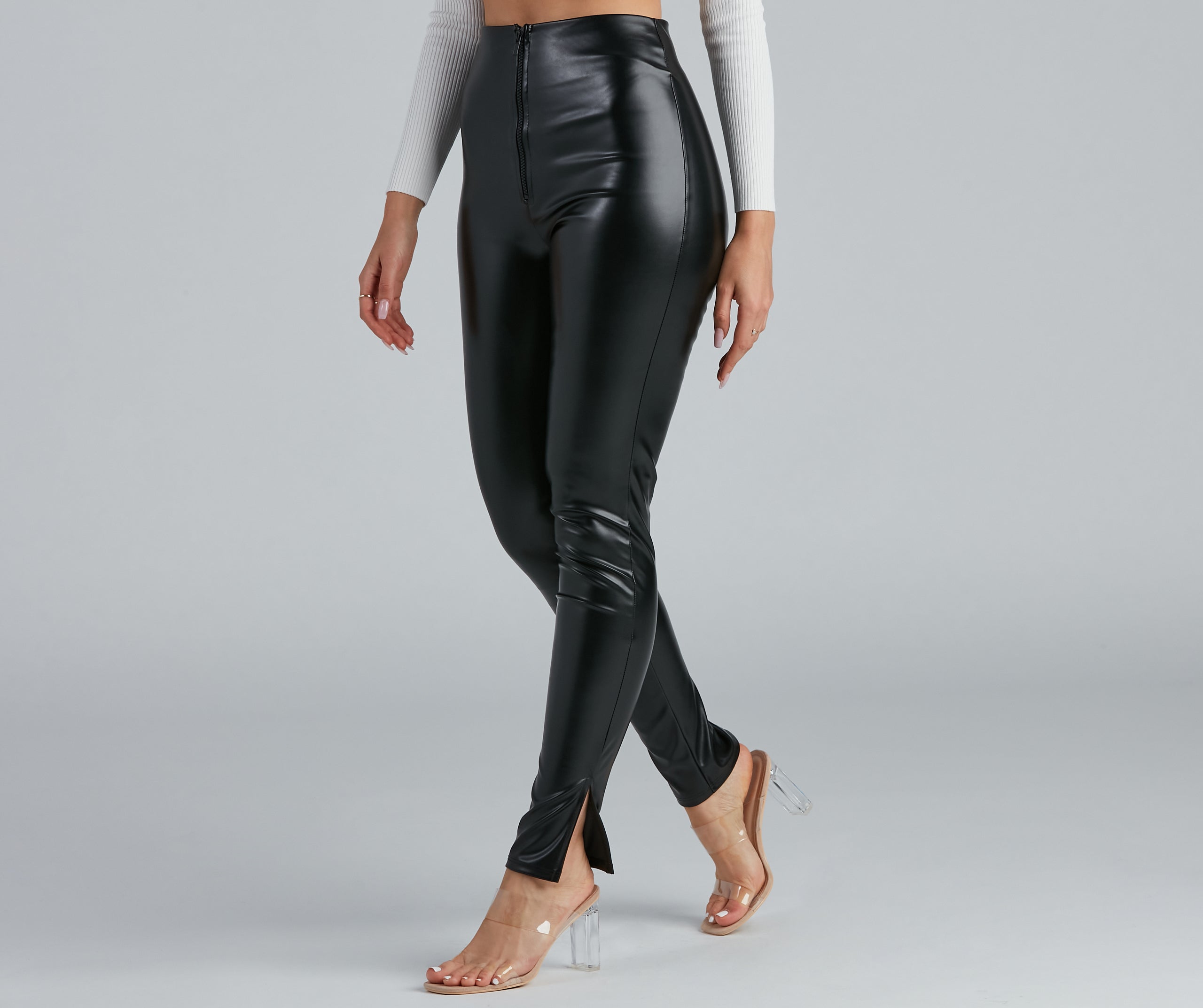 Major Chic Faux Leather Leggings - Image 4