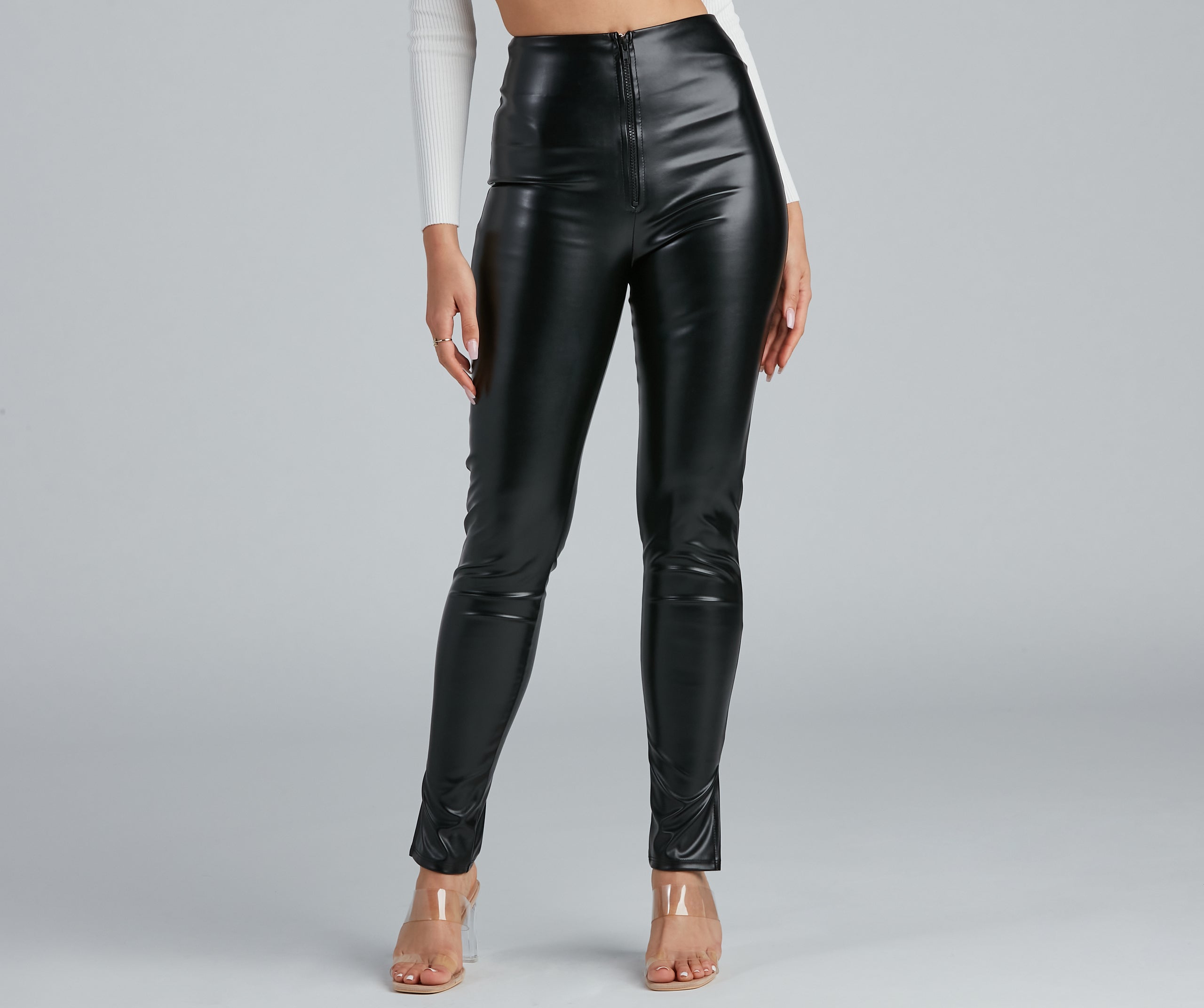 Major Chic Faux Leather Leggings - Image 2