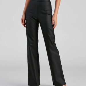 Stylish Ambition Coated Wide-Leg Pants