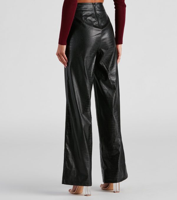 Chic Mate PU Croc Wide Leg Pants - Image 2