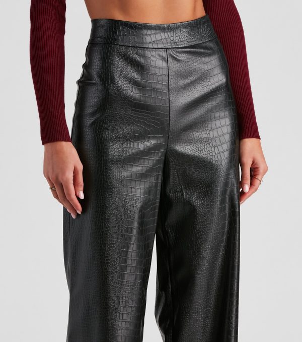 Chic Mate PU Croc Wide Leg Pants - Image 4