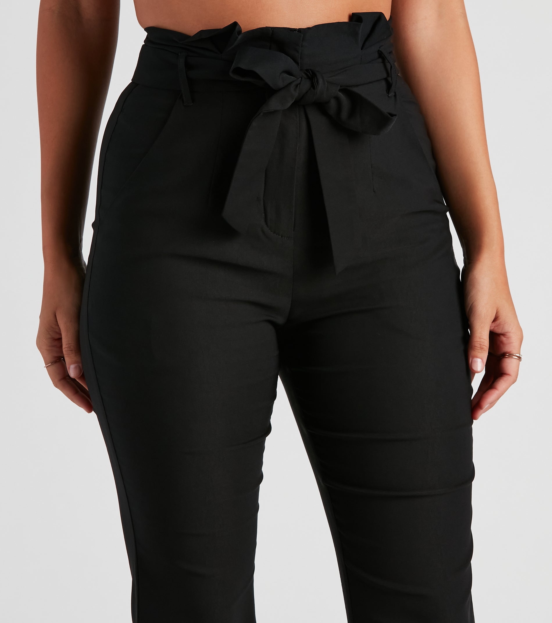 Not A Flare Woven Paper Bag Pants - Image 4