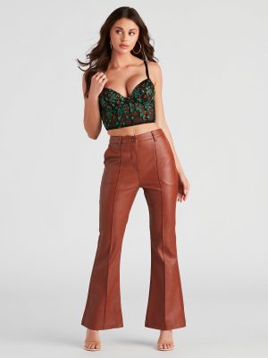 Modern Sixties Babe PU Flare Pants