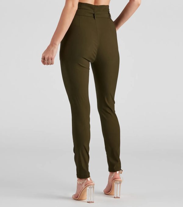 High Waist Paperbag Skinny Dress Pants - Image 3