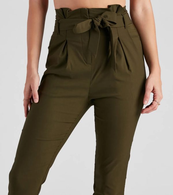 High Waist Paperbag Skinny Dress Pants - Image 4