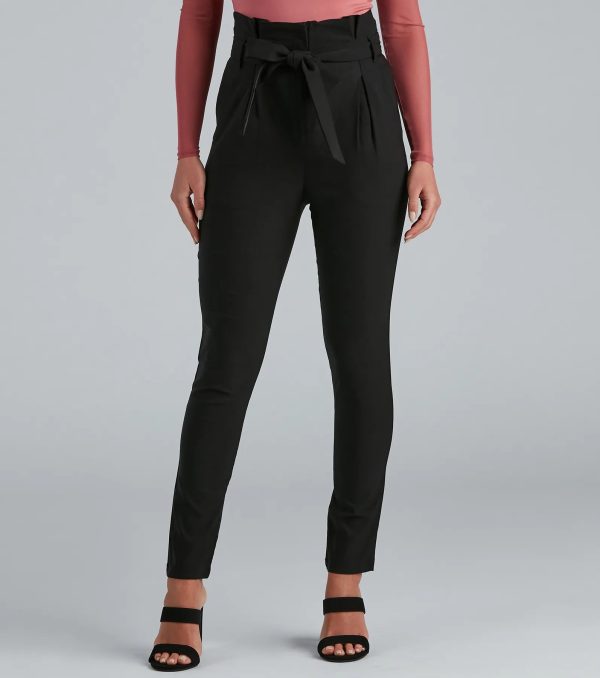 High Waist Paperbag Skinny Dress Pants - Image 10