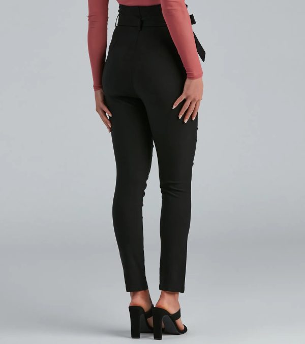 High Waist Paperbag Skinny Dress Pants - Image 11