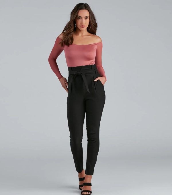 High Waist Paperbag Skinny Dress Pants - Image 12