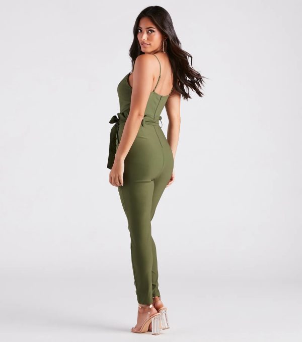Straight To Business V-Neck Paper Bag Jumpsuit - Image 2