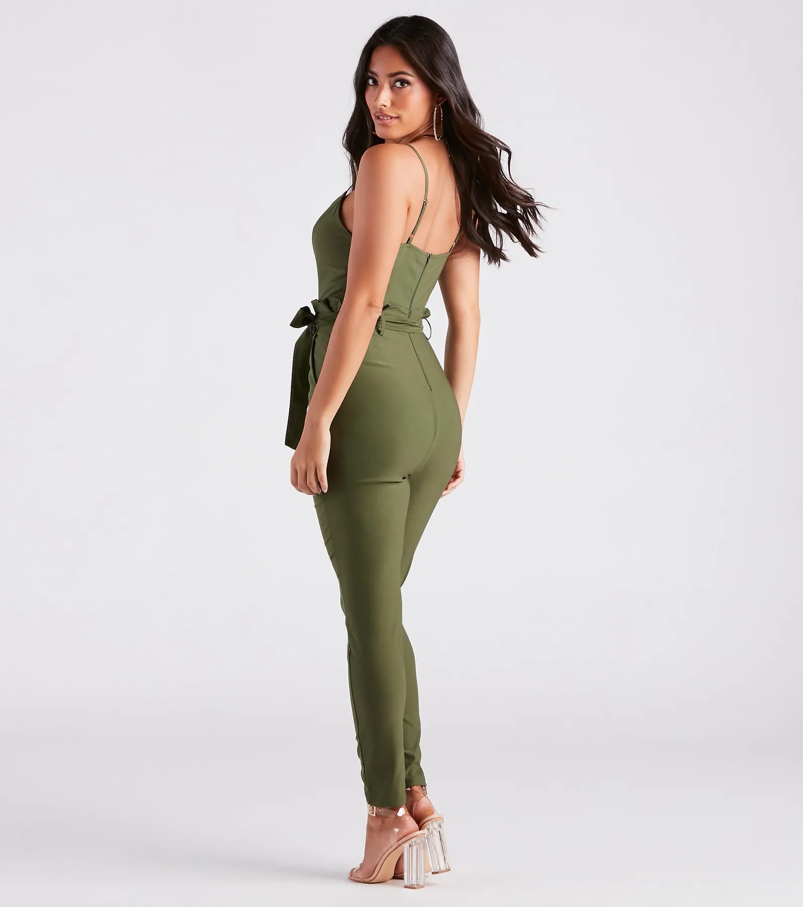Straight To Business V-Neck Paper Bag Jumpsuit - Image 2