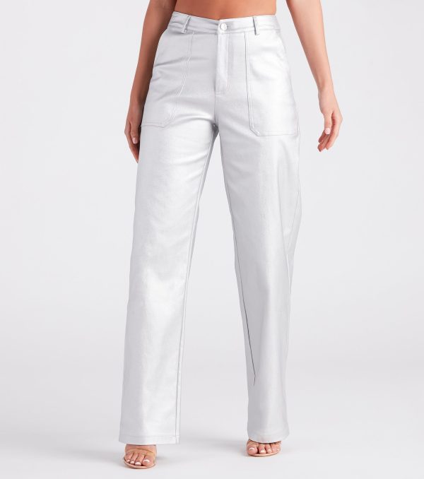Space Glam Coated Faux Leather Cargo Pants - Image 2