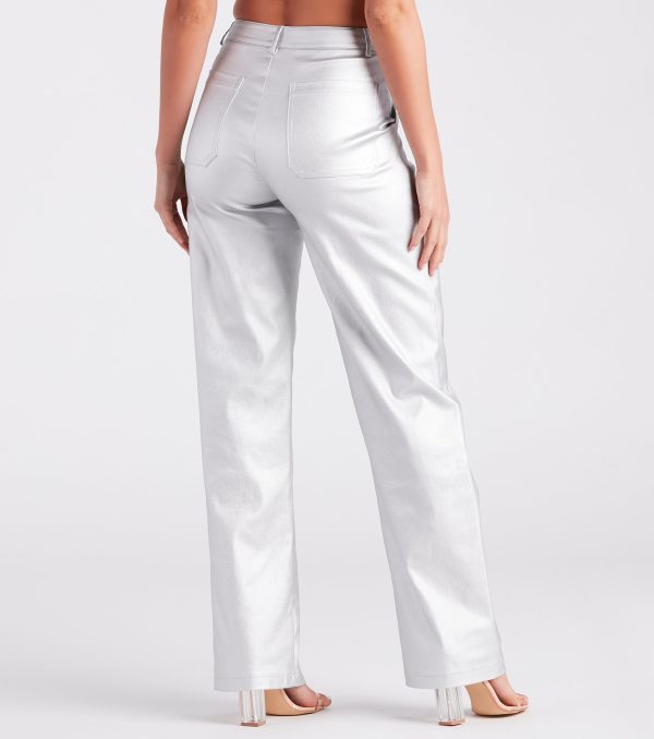 Space Glam Coated Faux Leather Cargo Pants - Image 3