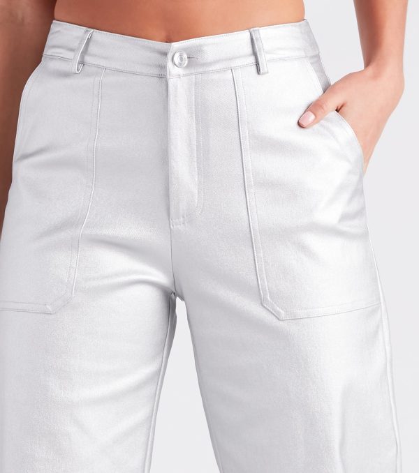 Space Glam Coated Faux Leather Cargo Pants - Image 4