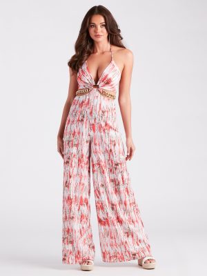 Feelin' Artsy Abstract Print Cutout Jumpsuit