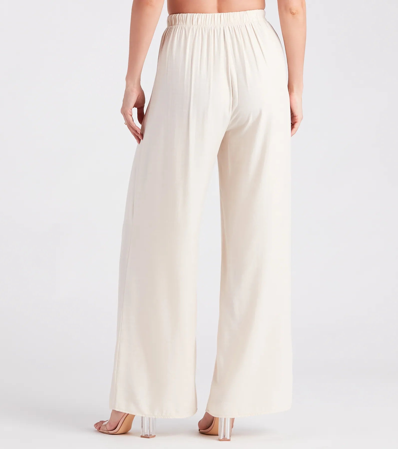 Sleek And Sophisticated Satin Wide-Leg Pants - Image 3