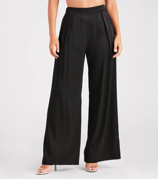 Sleek And Sophisticated Satin Wide-Leg Pants - Image 5