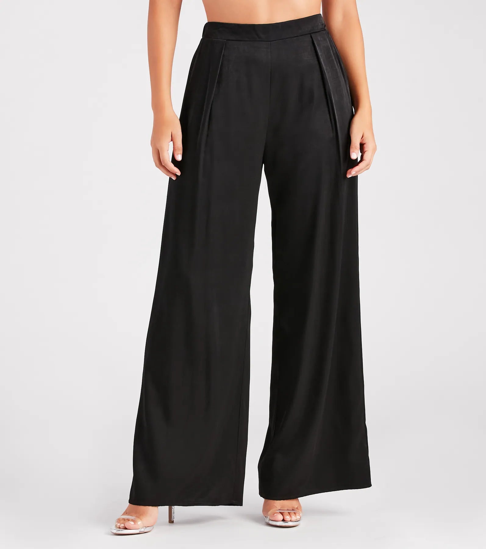 Sleek And Sophisticated Satin Wide-Leg Pants - Image 5