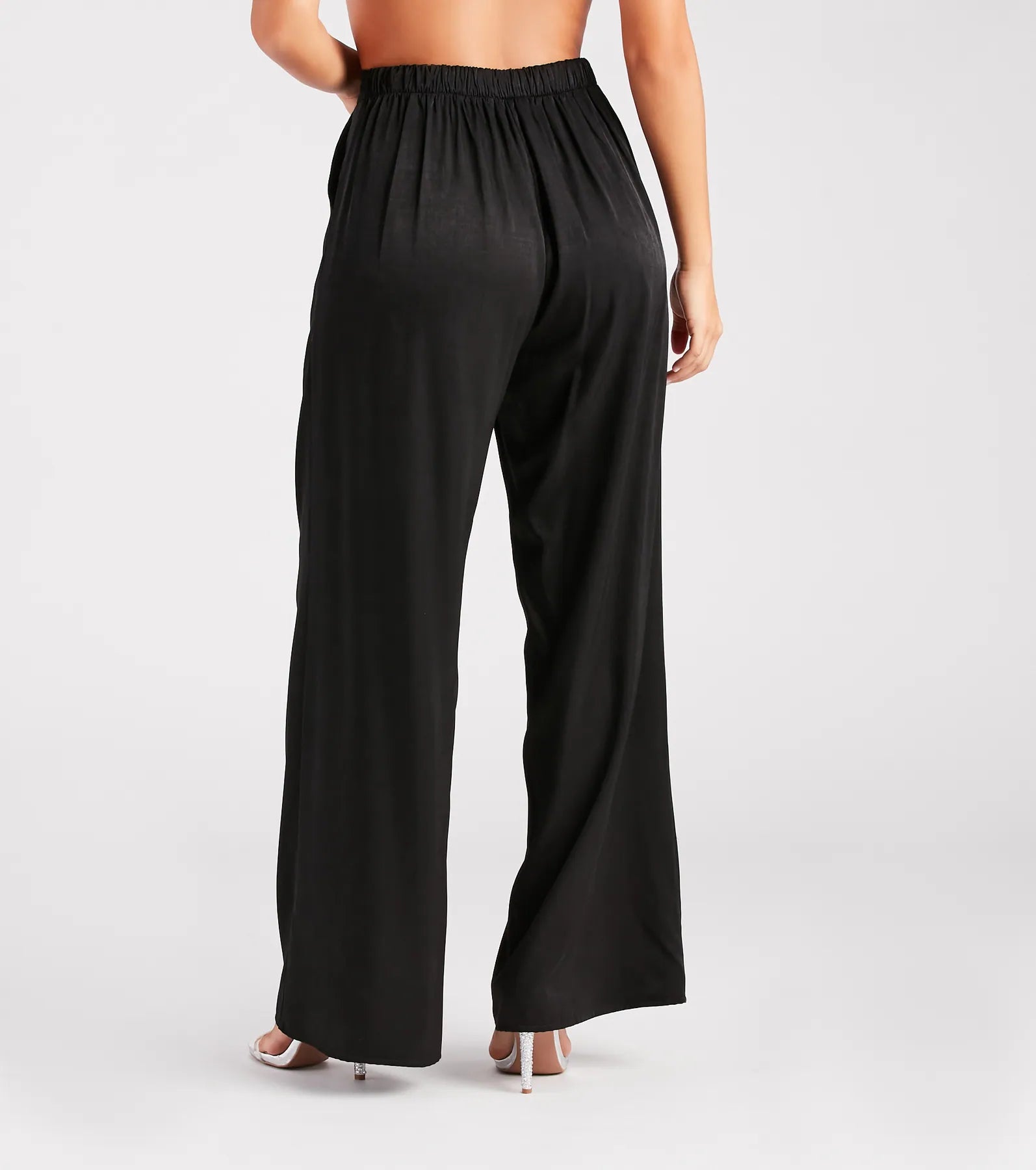 Sleek And Sophisticated Satin Wide-Leg Pants - Image 7