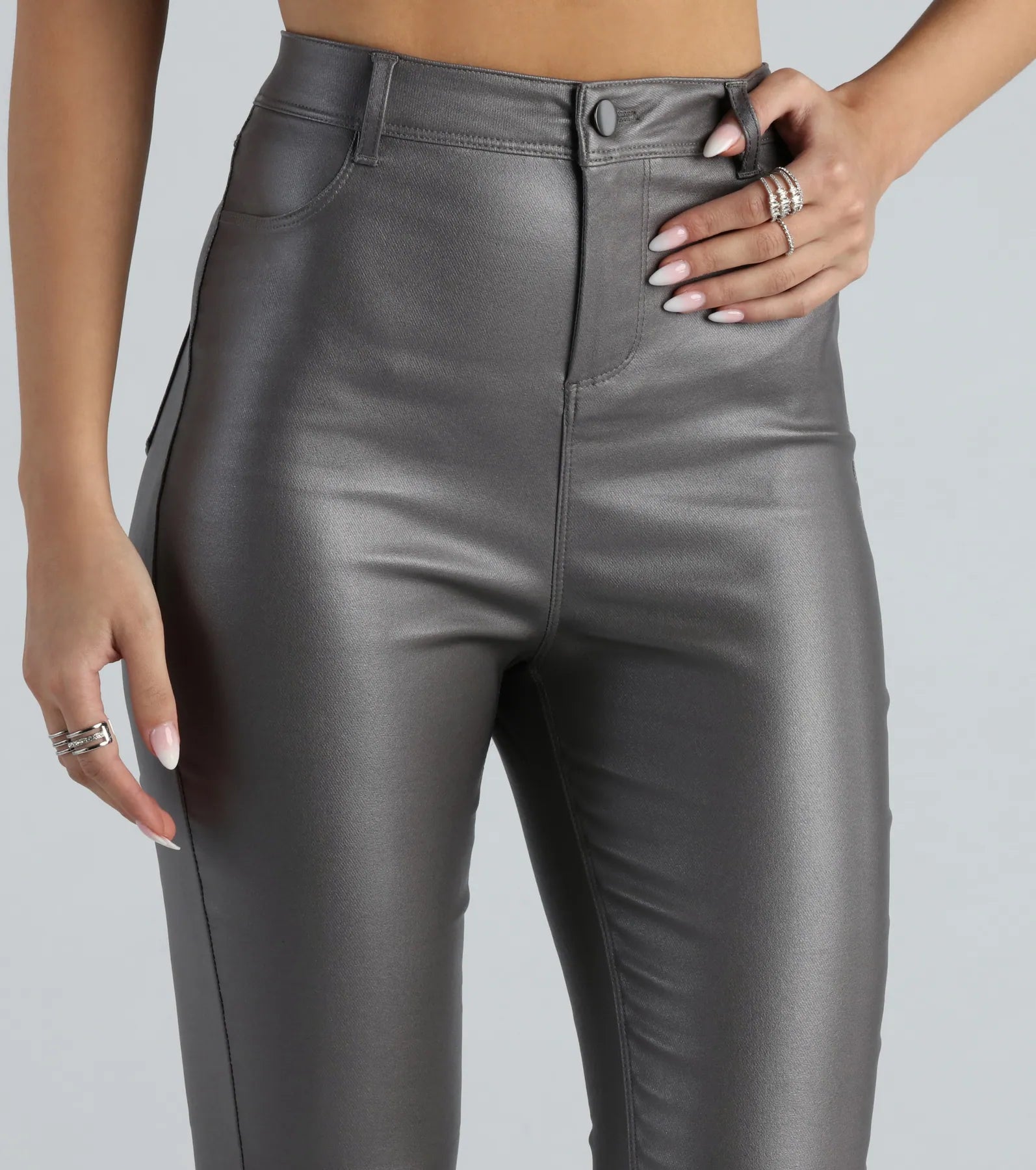 High-Rise Coated Skinny Pants - Image 23