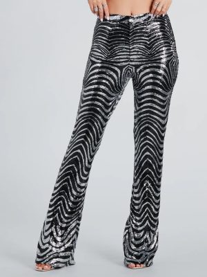Make An Entrance Sequin Swirl Flare Pants