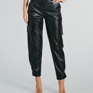 Hide And Sleek Faux Leather Cargo Joggers