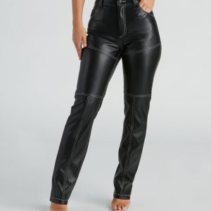 Rock Of Ages Faux Leather Straight-Leg Pants