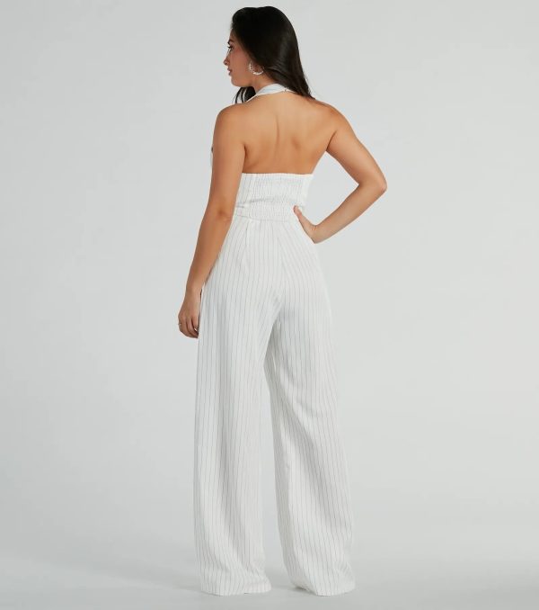 Getaway Vibes Wide-Leg Pinstripe Woven Jumpsuit - Image 2