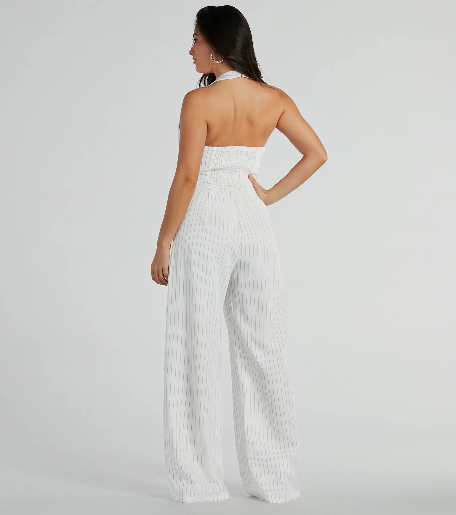 Getaway Vibes Wide-Leg Pinstripe Woven Jumpsuit - Image 2