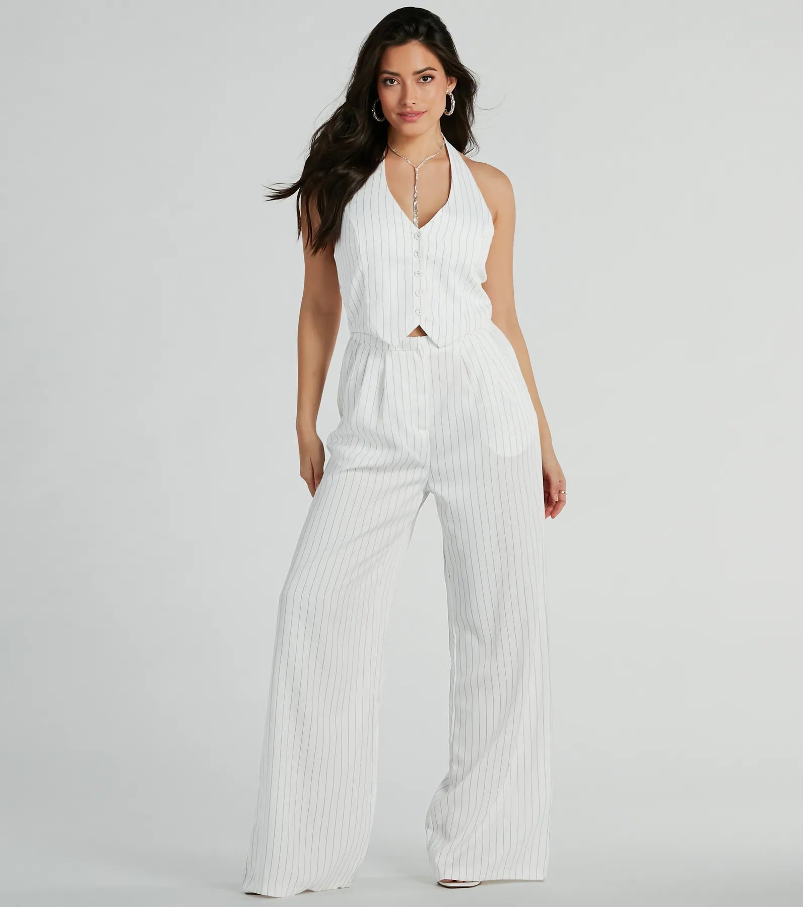 Getaway Vibes Wide-Leg Pinstripe Woven Jumpsuit - Image 4
