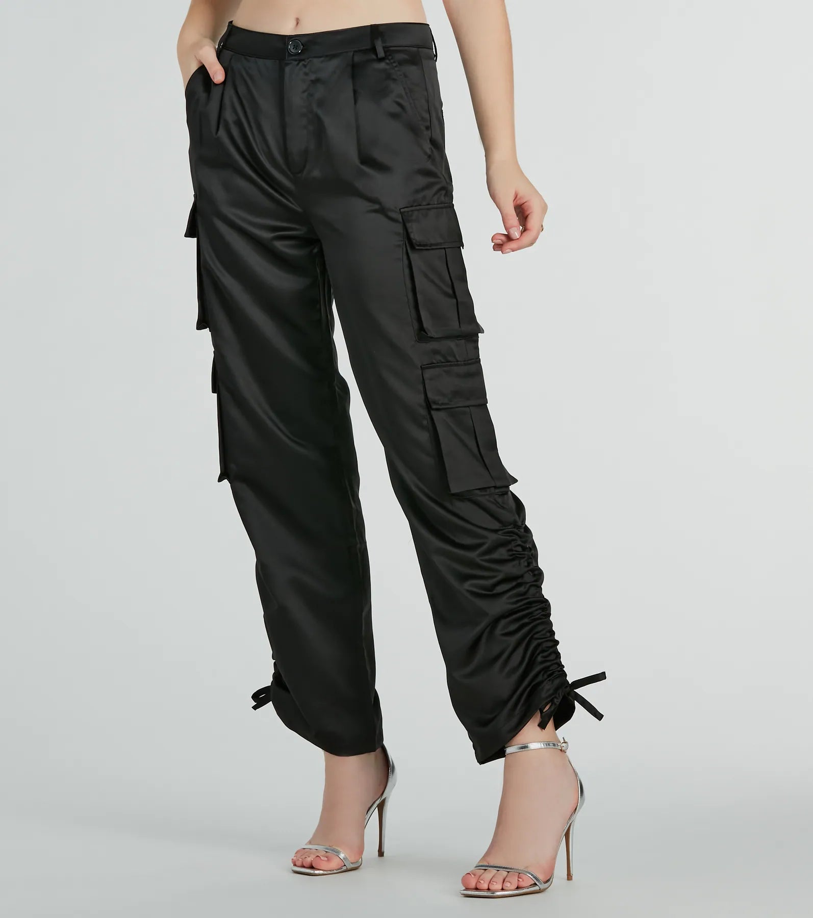 Trendy Babe Satin Cargo Pants - Image 5