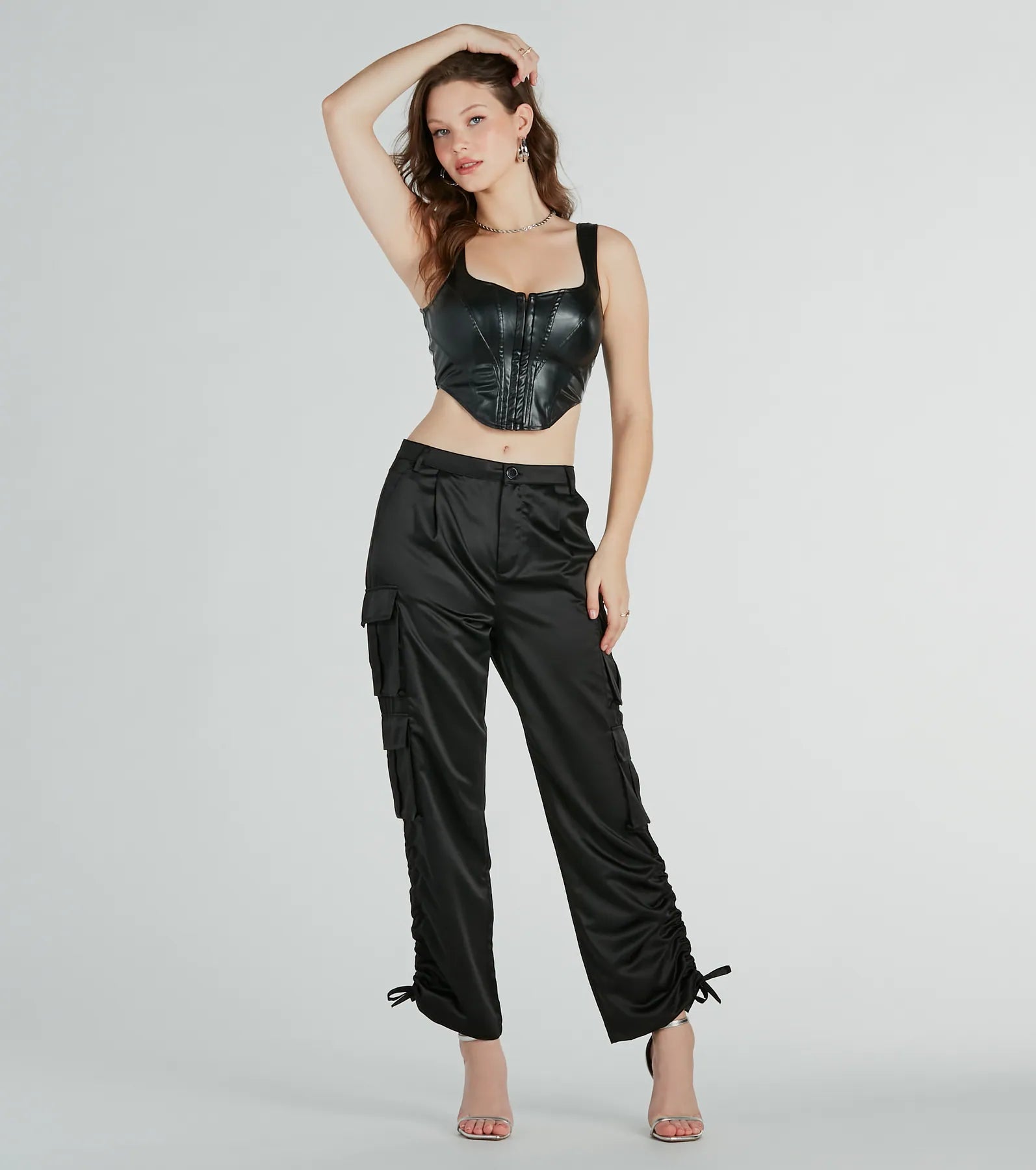 Trendy Babe Satin Cargo Pants - Image 6