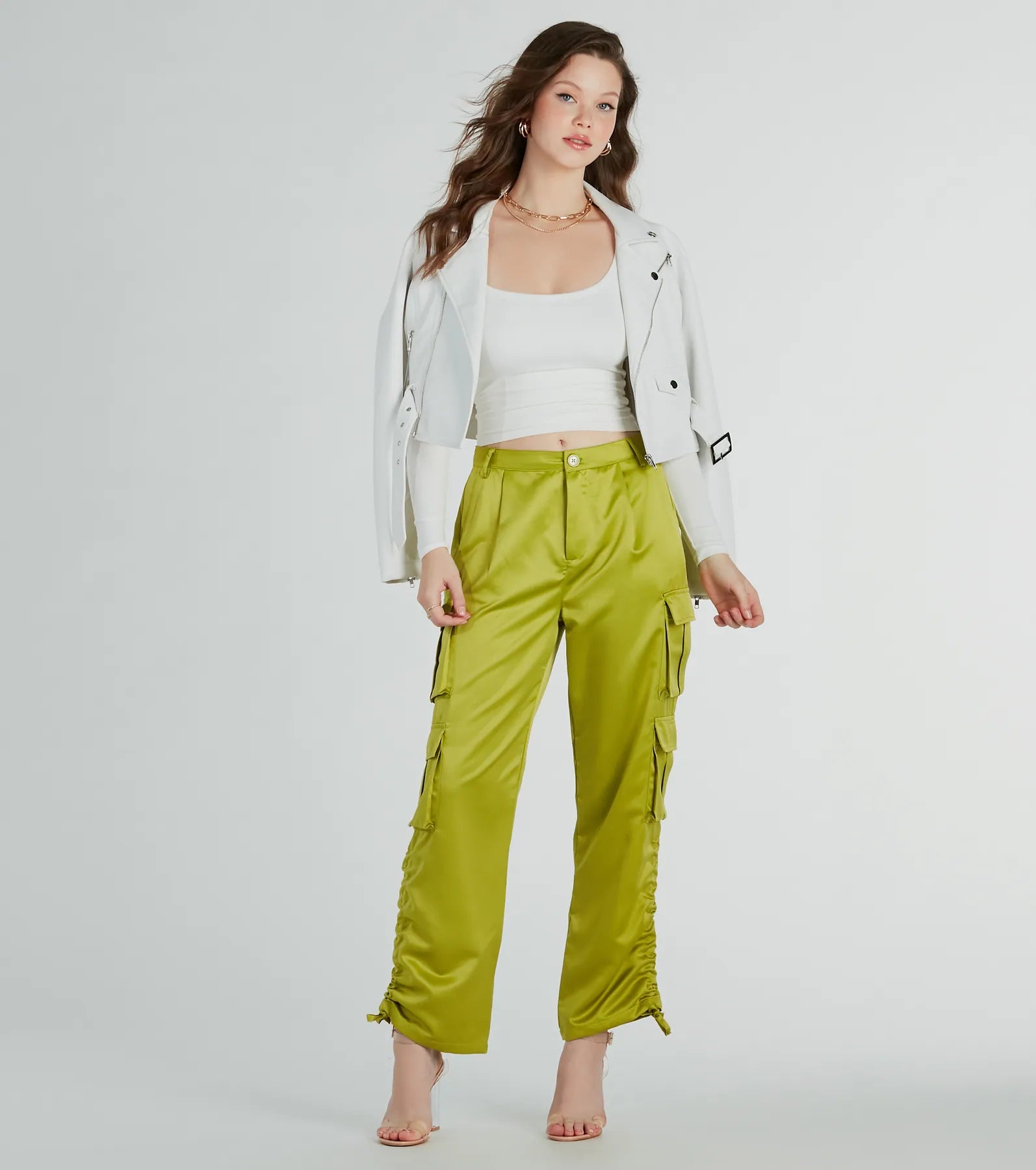 Trendy Babe Satin Cargo Pants - Image 2