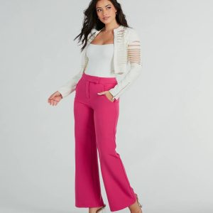 Perfectly Chic High Waist Straight-Leg Trouser Pants