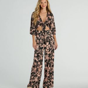 Flawless Floral High Rise Wide-Leg Satin Pants